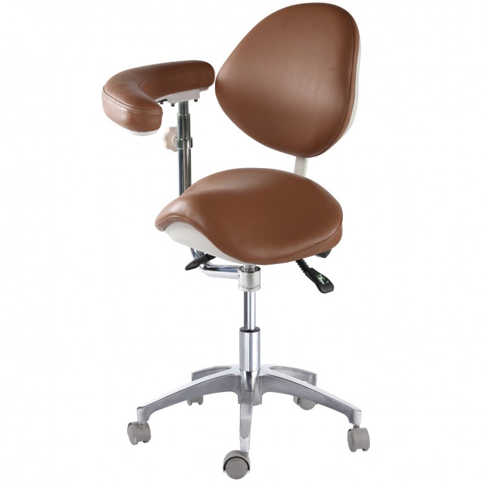 QY® QY-MA-LF tabouret ergonomique selle de cheval dentiste avec dossier + repose-bras