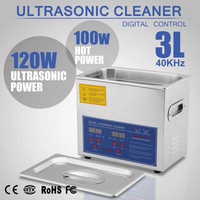 3L Nettoyeur à ultrasons acier inoxydable avec chauffage et minuteur digital aff...