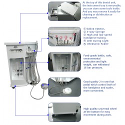 Greeloy® GU-P212 Unité (cart) dentaire mobile avec lampe à photopolyériser et détartreur ultrasonique
