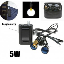 3.5X Loupes Binoculaires Dentaire  Noir + Lampe Frontale Dentaire 5W LED avec Fi...