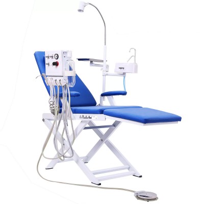 Fauteuil dentaire portable et pliable avec éclairage LED, turbine à air et plate...