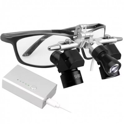 Loupes binoculaires dentaires ergonomiques 5x 48° avec lampe frontale dentaire L...