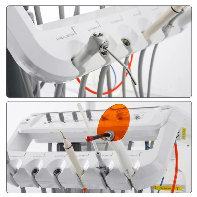 Unité mobile (cart) dentiste avec lampe dentaire, compresseur d'air, détartreur et lampe à polymériser