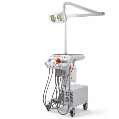 Unité mobile (cart) dentiste avec lampe dentaire, compresseur d'air, détartreur et lampe à polymériser