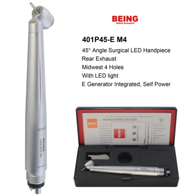 45-Degrés chirurgicale turbine dentaire BEING 401P45-M4E, avec 4 trous et lampe LED