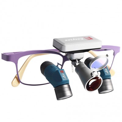 Loupes dentaires ergonomiques YUYO ET-2+WL-2-001-II (grossissements 3,5x, 5x, 7x) + éclairage chirurgical frontal
