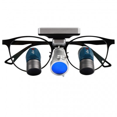 Loupes dentaires ergonomiques YUYO ET-2+WL-2-001-II (grossissements 3,5x, 5x, 7x) + éclairage chirurgical frontal