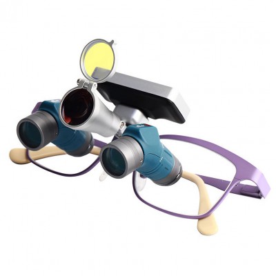 Loupes dentaires ergonomiques YUYO ET-2+WL-2-001-II (grossissements 3,5x, 5x, 7x) + éclairage chirurgical frontal