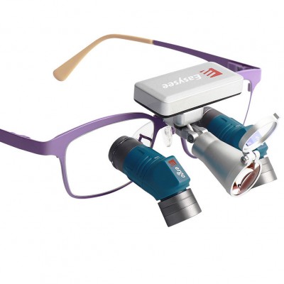 Loupes dentaires ergonomiques YUYO ET-2+WL-2-001-II (grossissements 3,5x, 5x, 7x) + éclairage chirurgical frontal