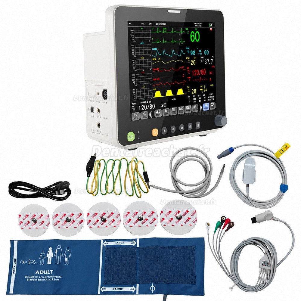 Moniteur patient multiparamètres 12 pouces ECG/RESP/TEMP/NIBP/SpO2/PR Moniteur patient multiparamètres 12 pouces ECG/RESP/TEMP/NIBP/SpO2/PR
