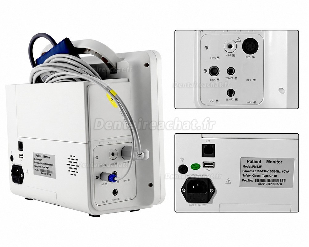 Moniteur patient multiparamètres 12 pouces ECG/RESP/TEMP/NIBP/SpO2/PR Moniteur patient multiparamètres 12 pouces ECG/RESP/TEMP/NIBP/SpO2/PR