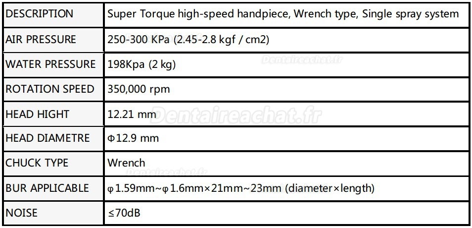 Being® LOTUS 403 turbine dentaire à clé de serrage (tête torque)