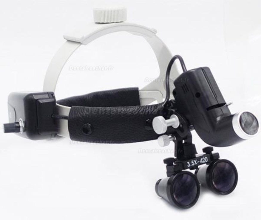 3.5X Bandeau dentaire loupes binoculaires médicales + LED lampe frontale