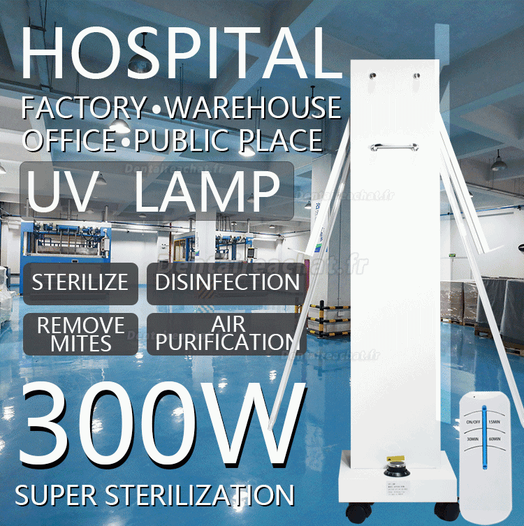 300W mobile uvc chariot ultraviolette stérilisateur avec capteurs radar