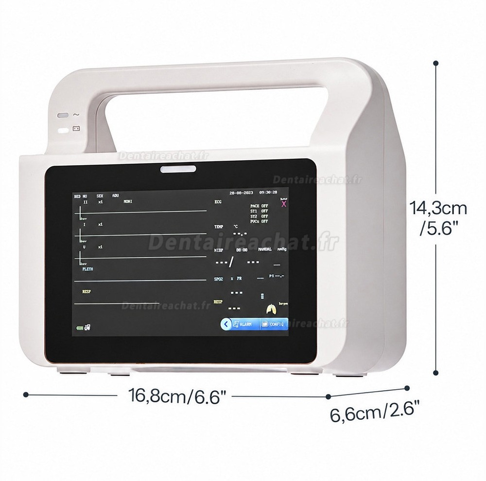 Moniteur patient multiparam&eacute;trique, dot&eacute; d&rsquo;un &eacute;cran tactile de 5 pouces et affichant 6 param&egrave;tres