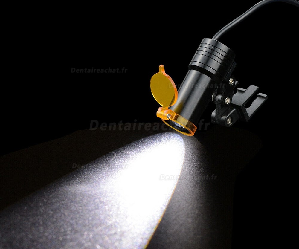 3.5X Loupes Binoculaires Dentaire Noir + Lampe Frontale Dentaire 5W LED avec Filtre et Clip de Ceinture