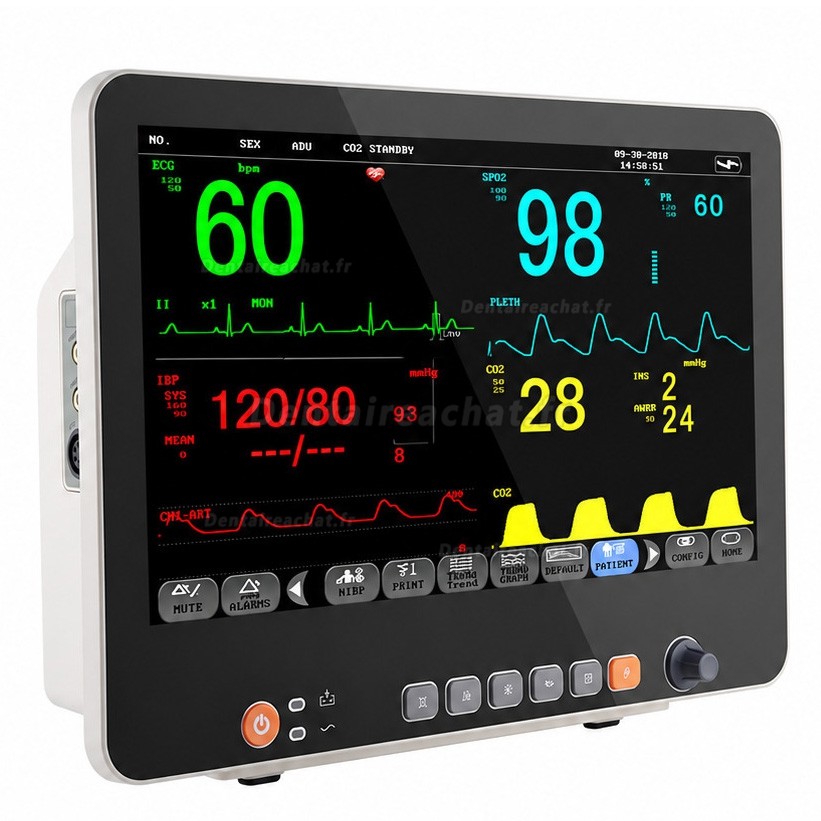 Moniteur patient multiparam&eacute;trique 15,6 pouces ECG, PNI, RESP, TEMP, SpO2, FC