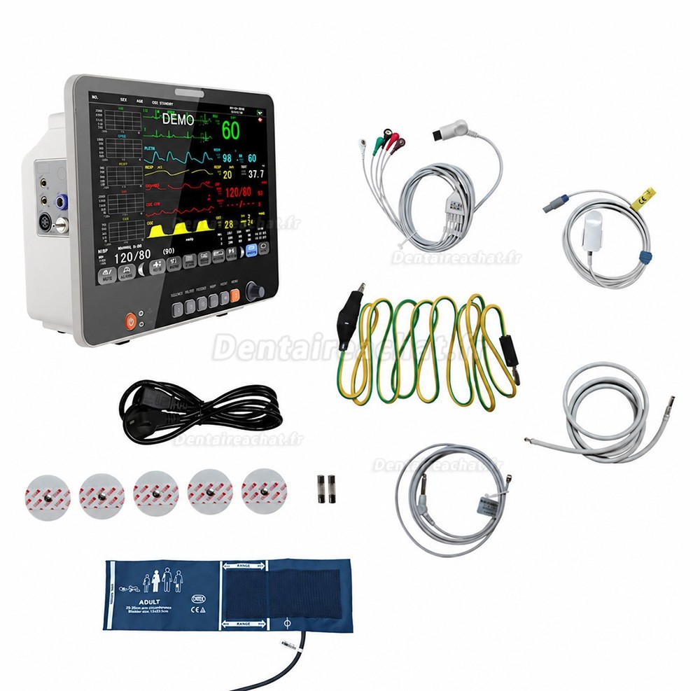 Moniteur patient multiparam&eacute;trique 15,6 pouces ECG, PNI, RESP, TEMP, SpO2, FC