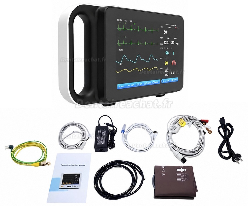 Moniteur patient multiparamètres à écran tactile 7 pouces ECG/RESP/TEMP/NIBP/SpO2/PR Moniteur patient multiparamètres à écran tactile 7 pouces ECG/RESP/TEMP/NIBP/SpO2/PR