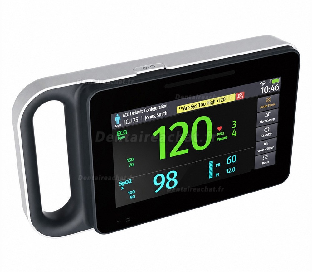 Moniteur patient multiparamètres à écran tactile 7 pouces ECG/RESP/TEMP/NIBP/SpO2/PR Moniteur patient multiparamètres à écran tactile 7 pouces ECG/RESP/TEMP/NIBP/SpO2/PR