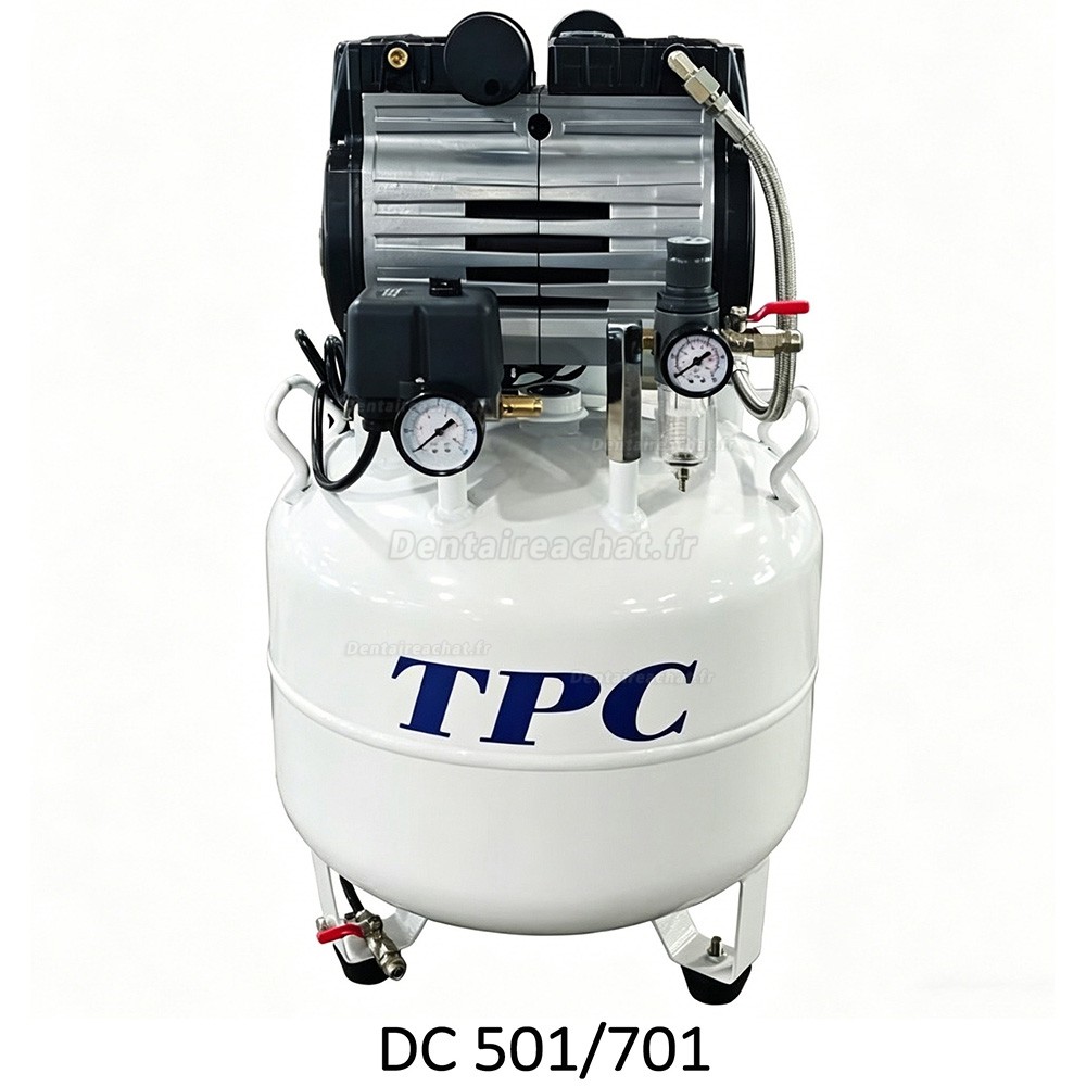 TPC DC701/702/703/704 compresseur dentaire silencieux sans huile 32-120L 2-4HP