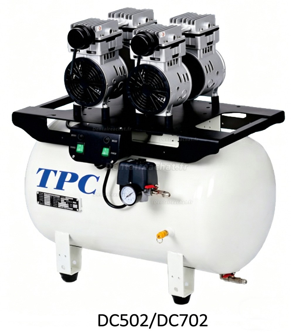 TPC DC701/702/703/704 compresseur dentaire silencieux sans huile 32-120L 2-4HP