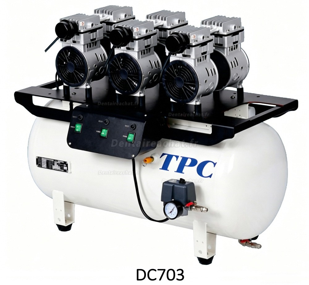 TPC DC701/702/703/704 compresseur dentaire silencieux sans huile 32-120L 2-4HP