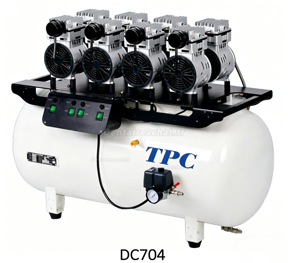 TPC DC701/702/703/704 compresseur dentaire silencieux sans huile 32-120L 2-4HP