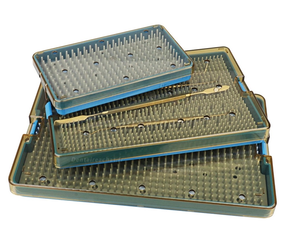 Lot de 3 plateaux de st&eacute;rilisation dentaires autoclavables &ndash; Bo&icirc;te de d&eacute;sinfection en silicone