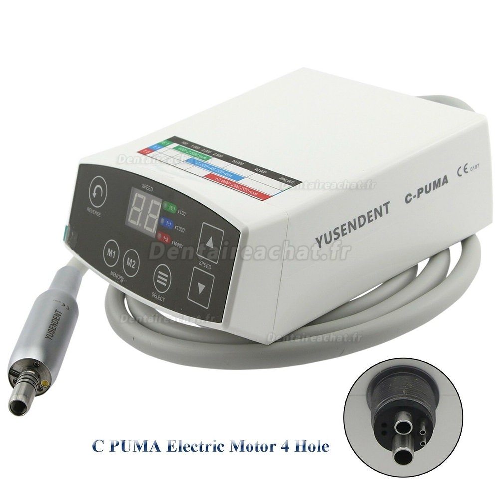 YUSENDENT® C-Puma led fibre optique électrique micromoteur dentaire + CX235 C-1C 1:1 fibre optique contre-angle
