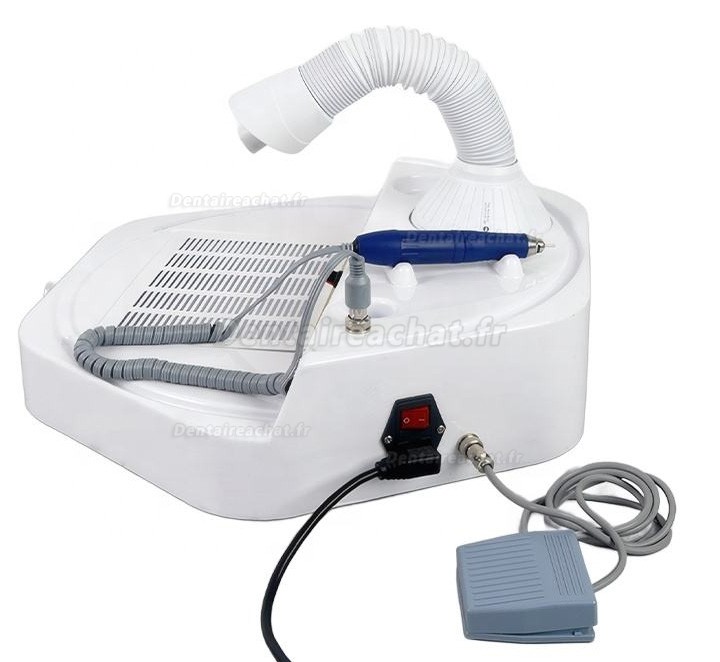 Unité de polissage et de meulage 2 en 1 pour laboratoire dentaire avec micromoteur et système d'aspiration des poussières