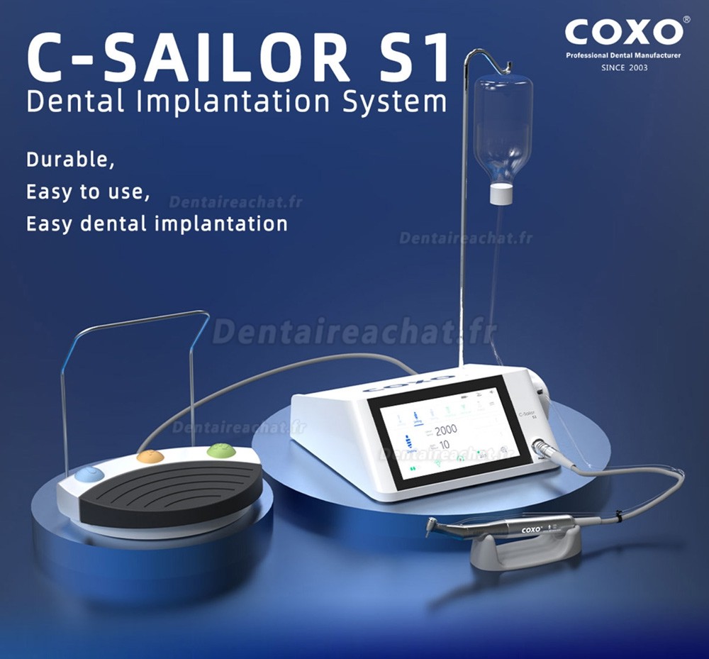 Moteur d'implants dentaires / Physiodispenseur dentaire Coxo C-Sailor S1 avec contre-angle CX235C7-3S et CX235C6-22