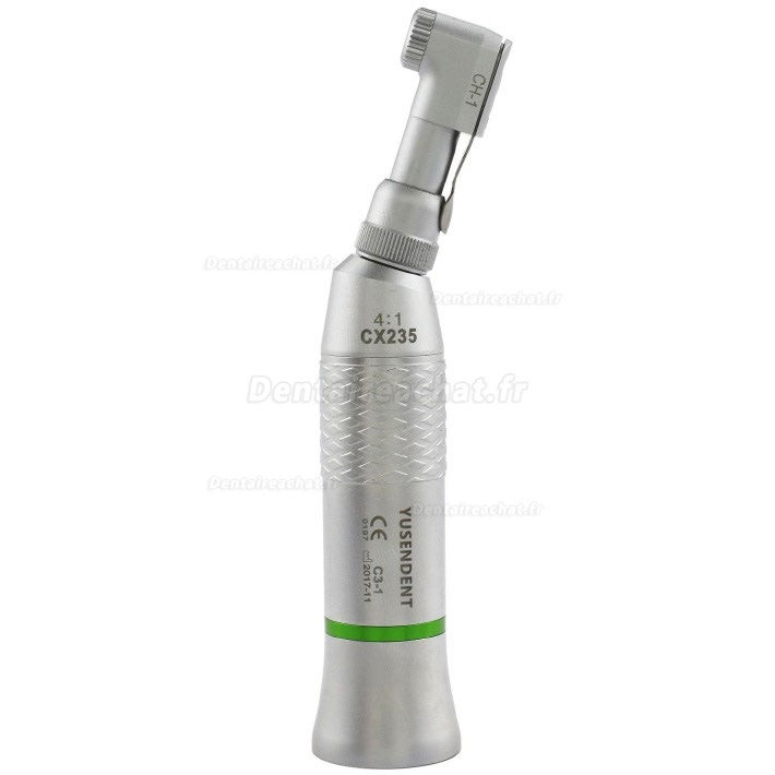 YUSENDENT® CX235C3-1 contre angle bague verte 4:1 sans spray sans lumiere (type loquet, fraise Ø2.35mm)