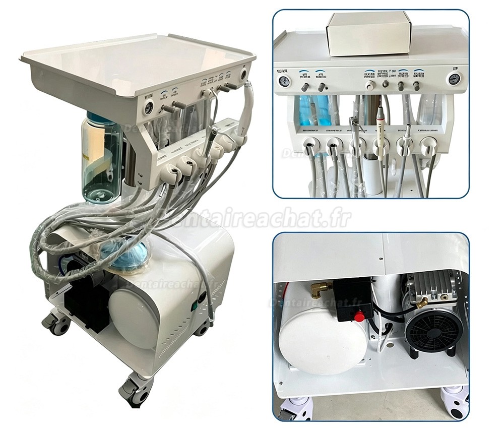 Cart dentaire autonome (4 sorties) avec compresseur d'air et fonction de réglage en hauteur Cart dentaire autonome (4 sorties) avec compresseur d'air et fonction de réglage en hauteur