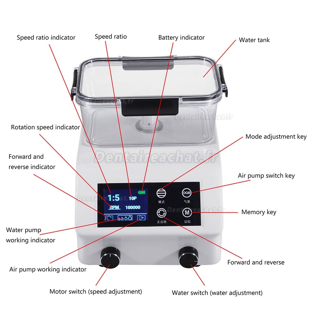 Moteur électrique dentaire sans balais avec bouteille d'alimentation en eau automatique