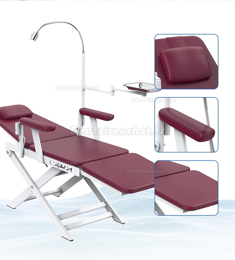 Fauteuil dentaire portable pliable / Fauteuil dentaire mobile avec lampe LED et plateau dentaire