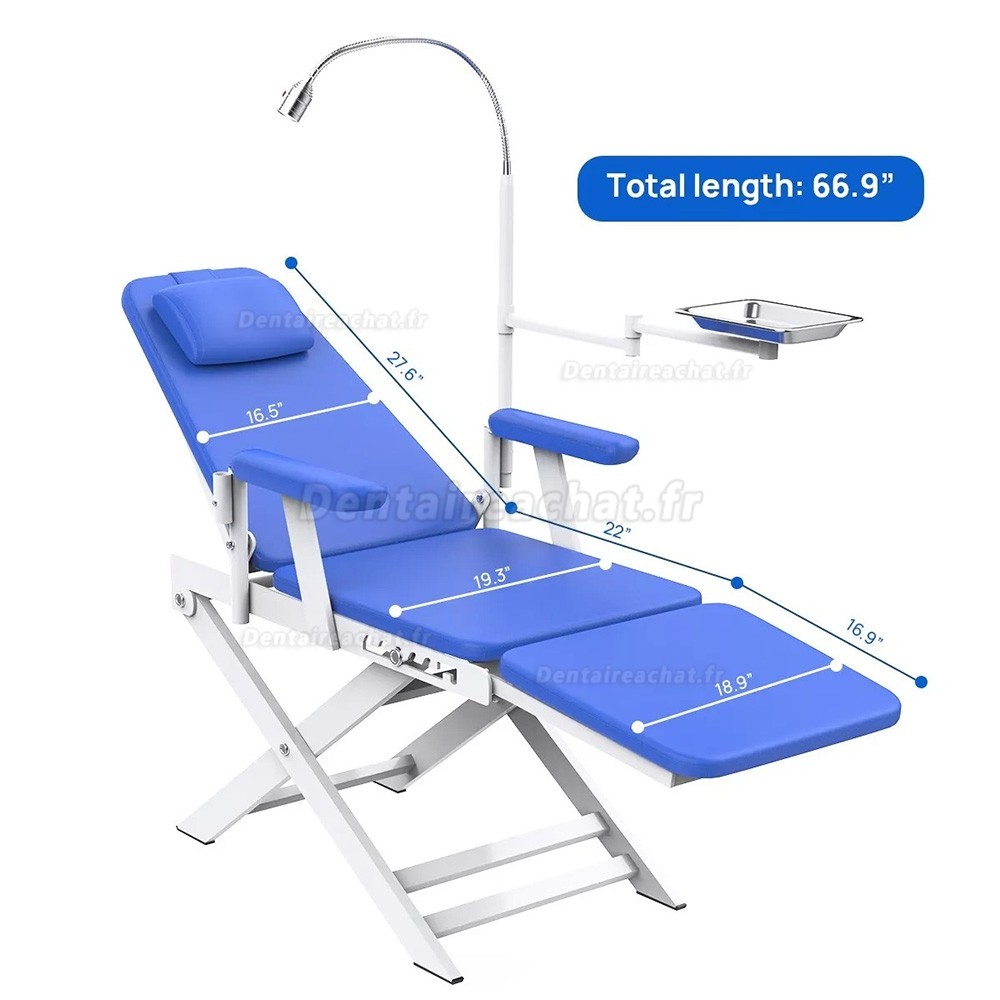 Fauteuil dentaire portable pliable / Fauteuil dentaire mobile avec lampe LED et plateau dentaire