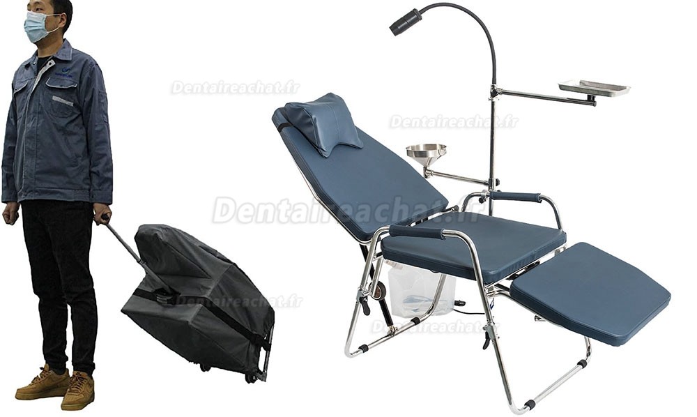 Greeloy GU-P101 Fauteuil portable pliable dentaire avec plateau d'instruments dentaires et sac à dos