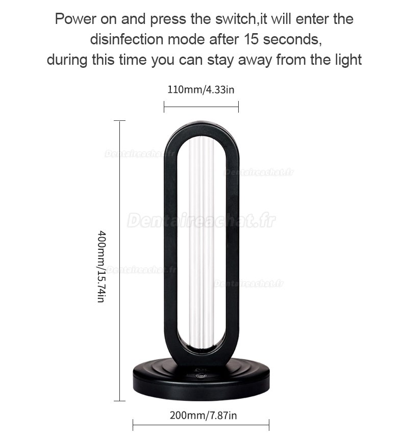 38W UV+ Ozone Stérilisateur Lampe Désinfection Sterilisation UVC Lumière +Télécommande