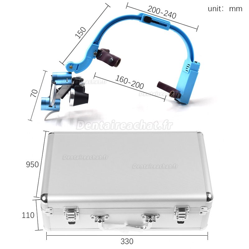 2.5/3.5X loupe binoculaire dentaire avec lampe frontale LED 5 W et lunettes presbytes