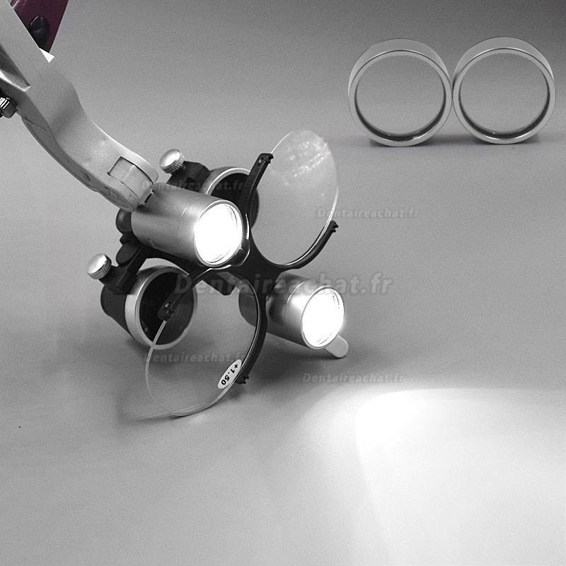 2.5/3.5X loupe binoculaire dentaire avec lampe frontale LED 5 W et lunettes presbytes