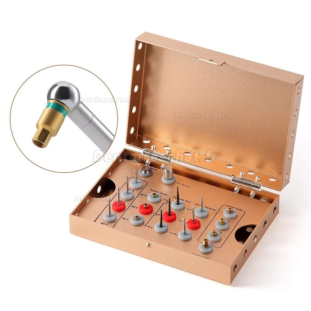 Kit de retrait de vis d'implant dentaire en acier inoxydable (tournevis à tige/forets/guide)