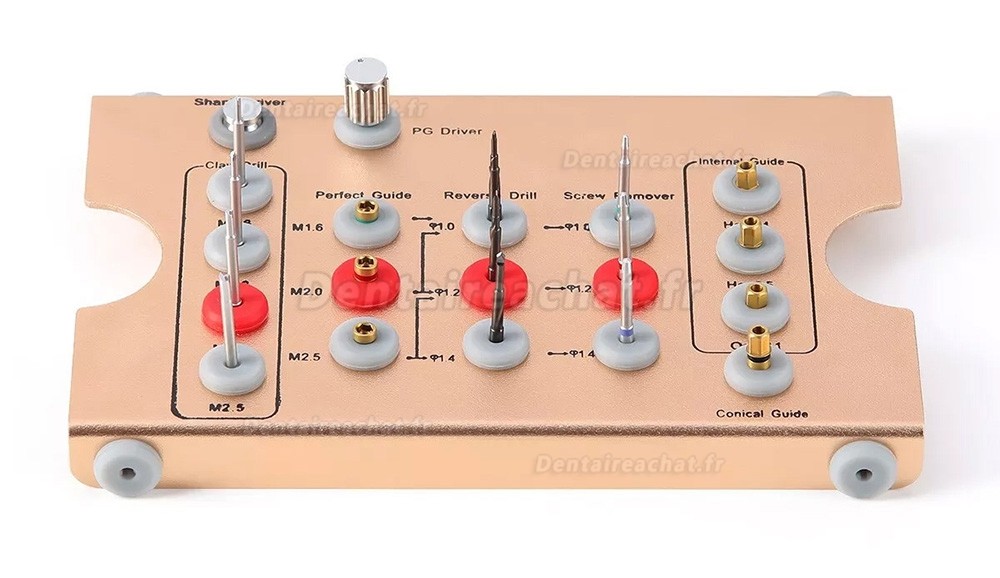 Kit de retrait de vis d'implant dentaire en acier inoxydable (tournevis à tige/forets/guide)