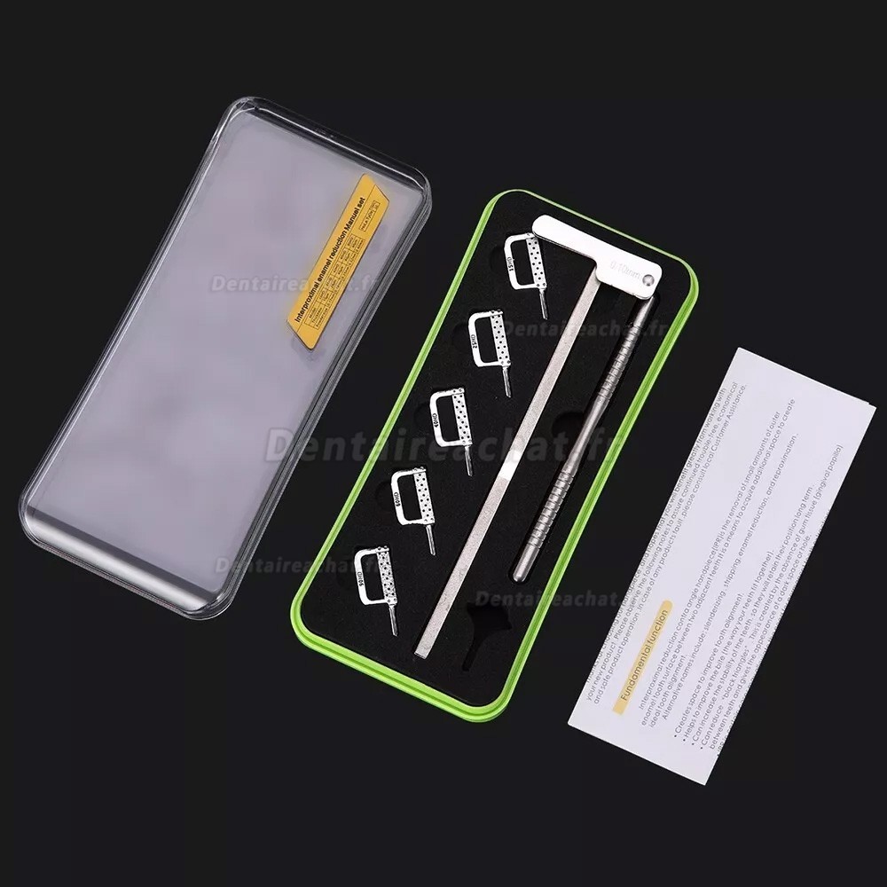Kit de réduction interproximale dentaire (pièce à main IPR + poignée IPR + jauge IPR)