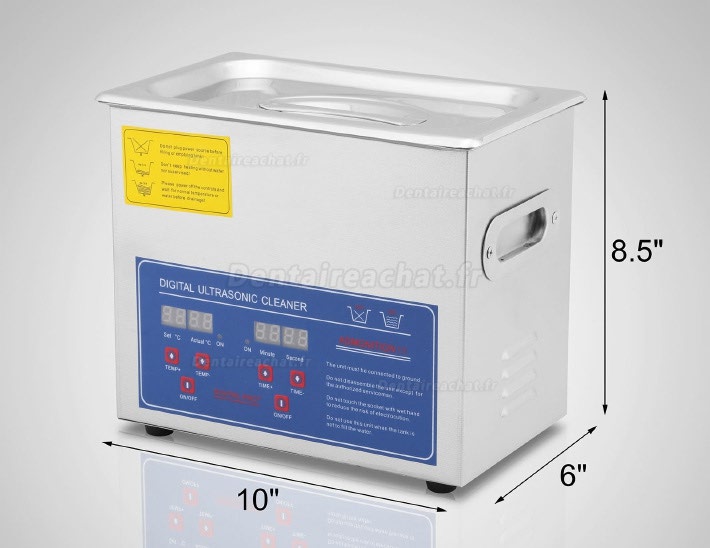 3L Nettoyeur à ultrasons acier inoxydable avec chauffage et minuteur digital affichage