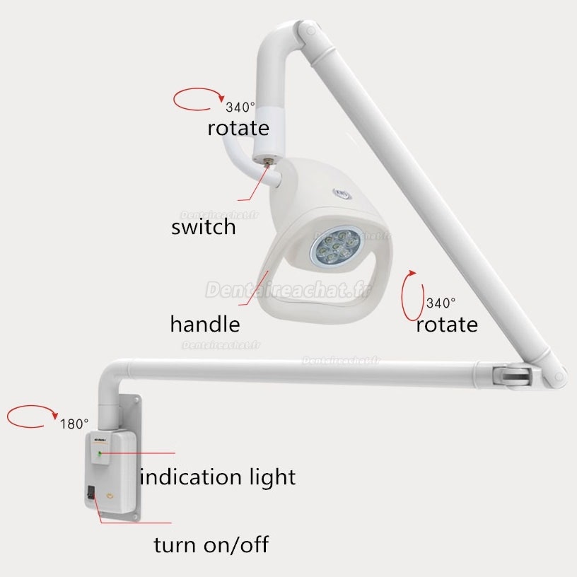 KWS KD-2021W-3 21W LED lampe d'examen médical type d’accroché au mur avec Arm