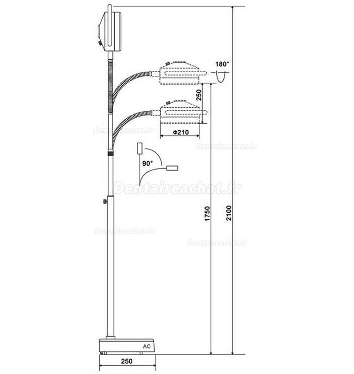 KWS® KD-2012D-3 Lampe scialytique dentaire led (Scialytique sur pied)