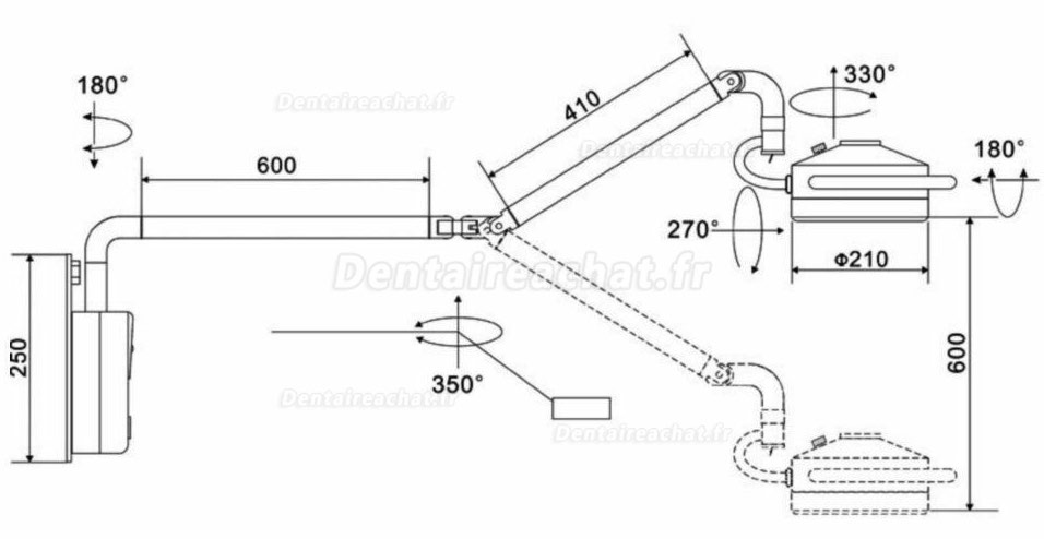 KWS® KD-202D-3B 36W Lampe Opérationnelle LED Scialytique Dentaire (Modèle Murale)