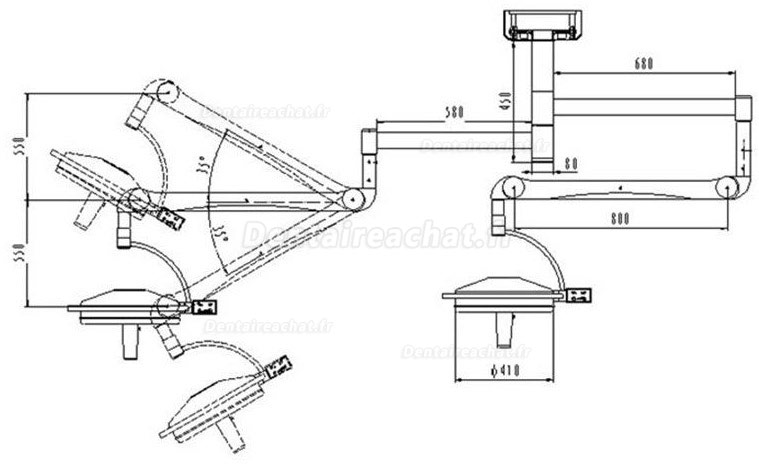 KWS KD-2072B-2 216W plafonnier à deux têtes LED lampe d’examen sans ombre lumière chirurgicale