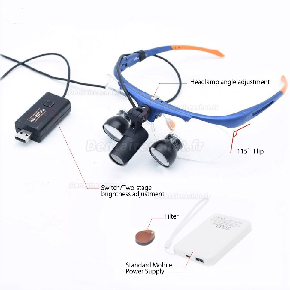 KWS FD-504G-3 TTL loupe binoculaire dentaire + lampe loupe médicale 2.0X-2.5X (privé personnaliser)